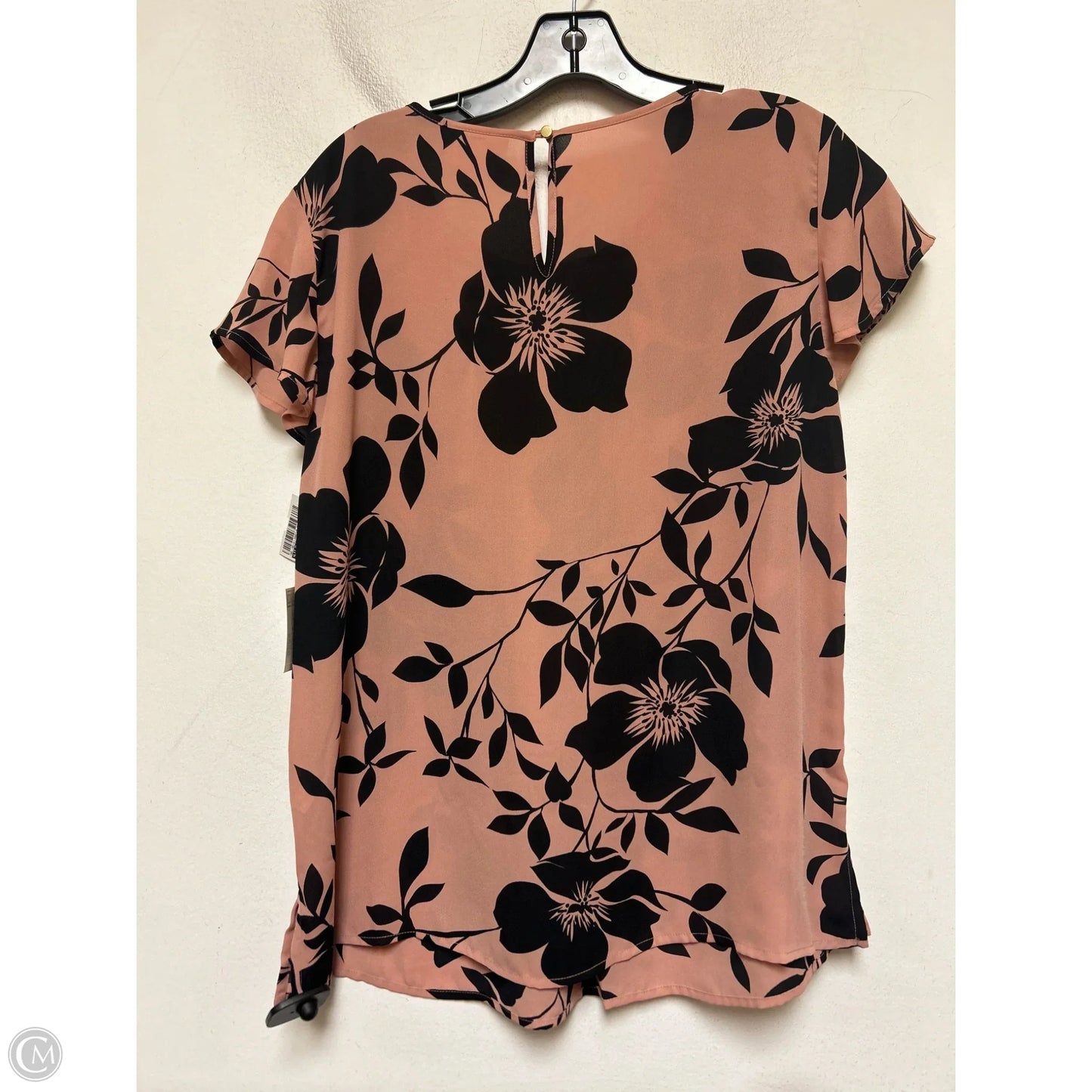 Top Short Sleeve By Liz Claiborne In Black & Pink, Size: L