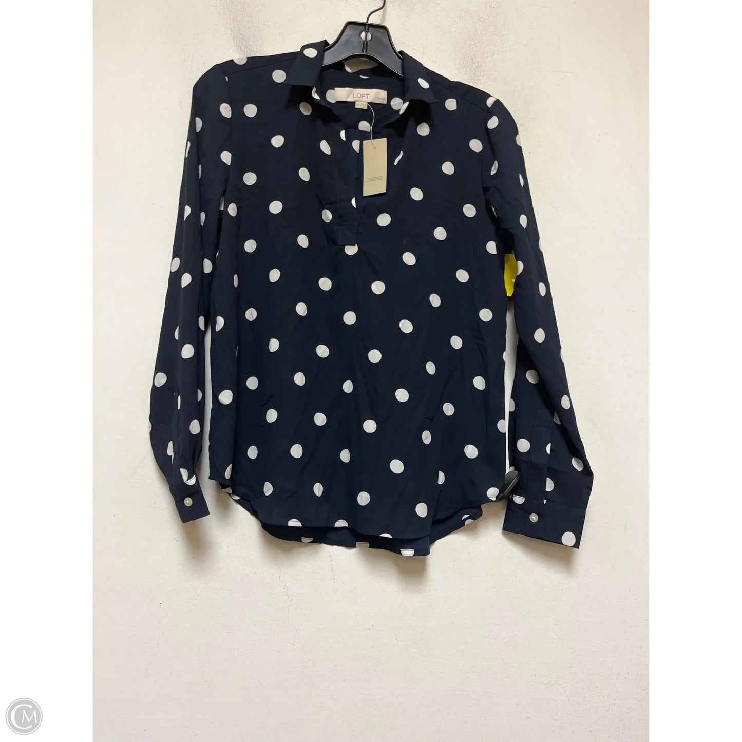 Top Long Sleeve By Loft In Polkadot Pattern, Size: Xsp