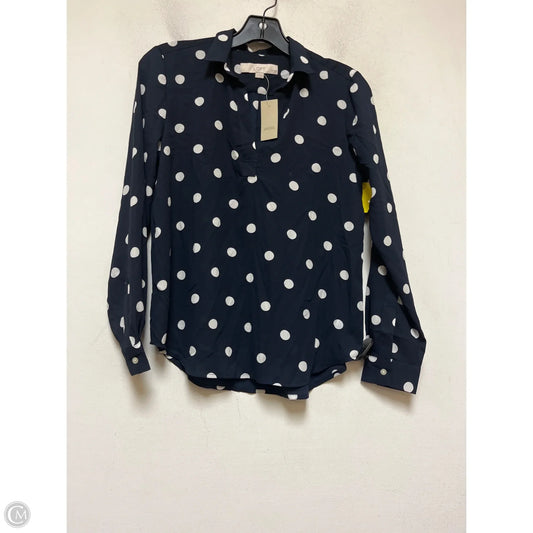 Top Long Sleeve By Loft In Polkadot Pattern, Size: Xsp