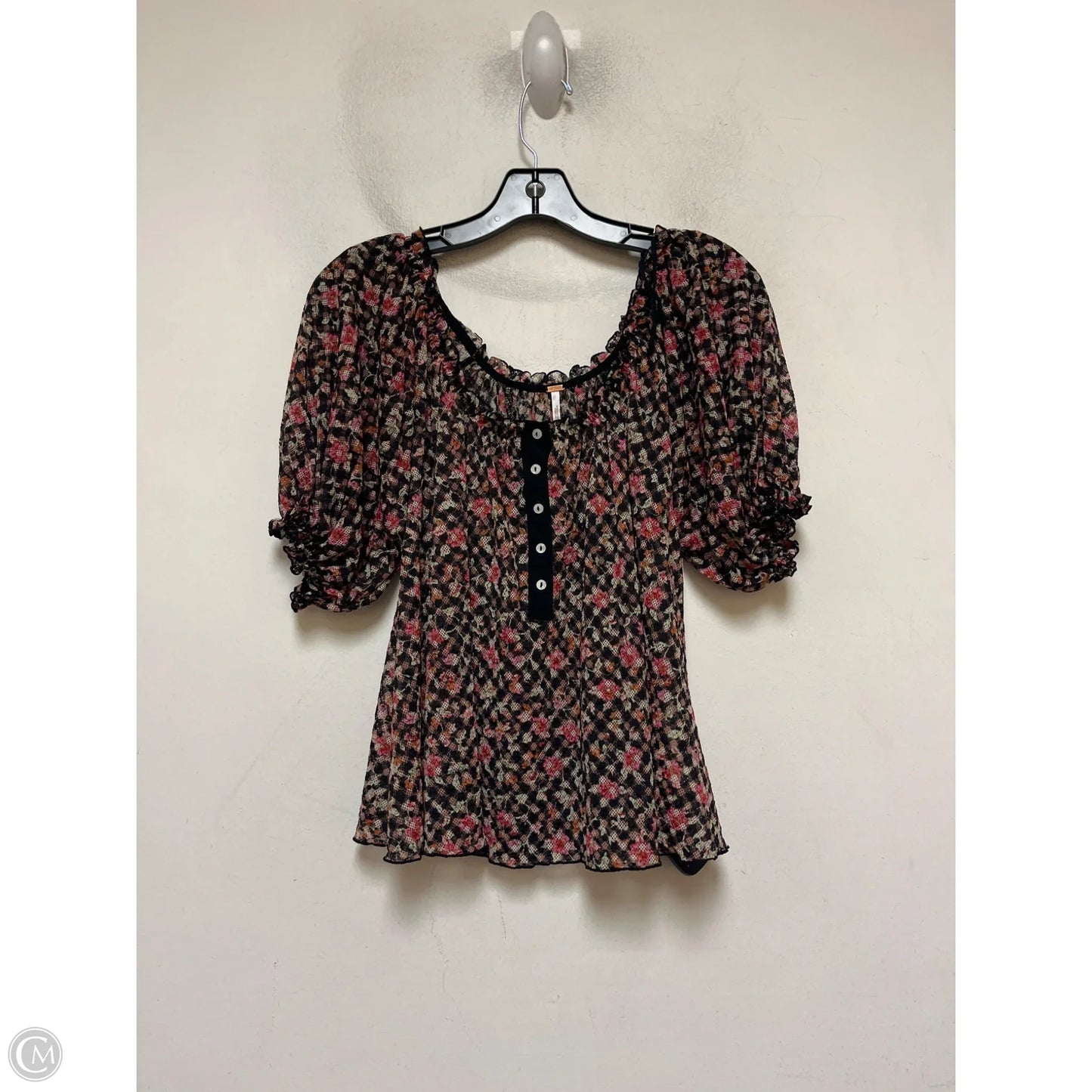 Top Short Sleeve By Free People In Floral Print, Size: Xs
