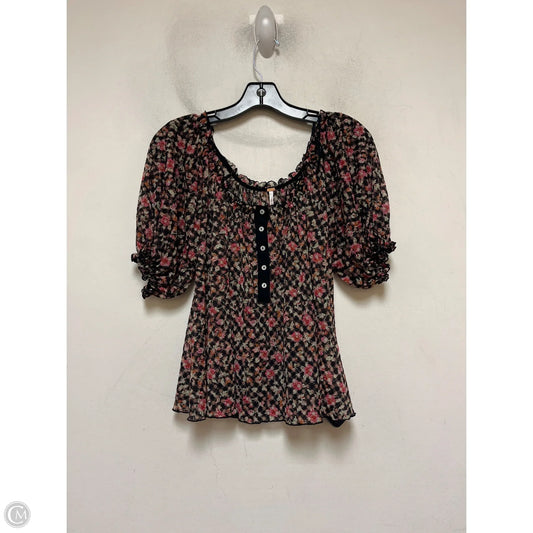 Top Short Sleeve By Free People In Floral Print, Size: Xs
