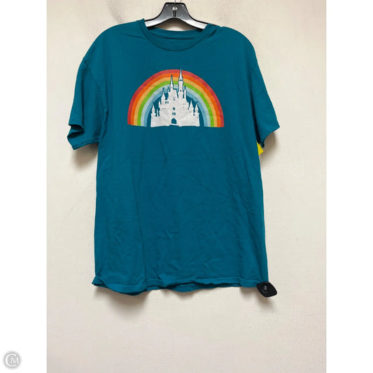Top Short Sleeve Basic By Disney In Teal, Size: L