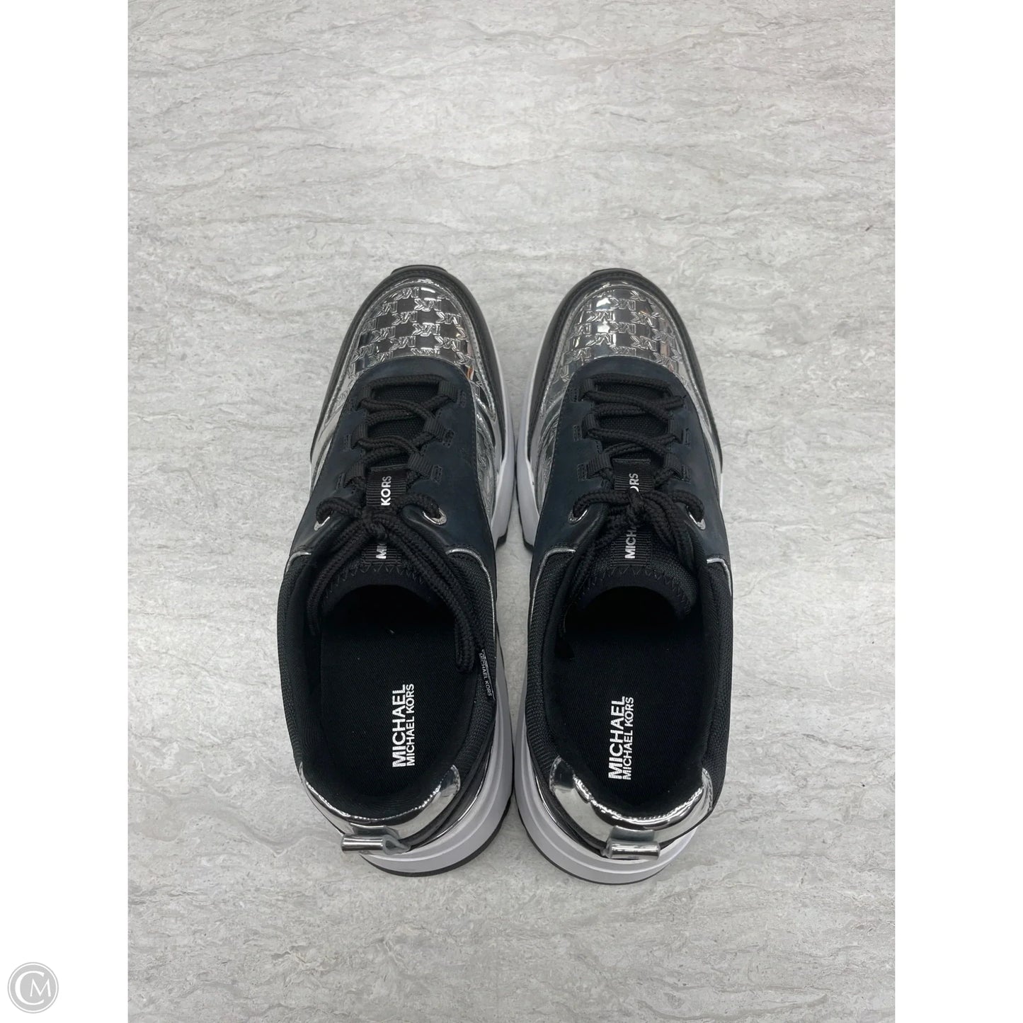 Shoes Sneakers By Michael By Michael Kors In Black & Silver, Size: 9