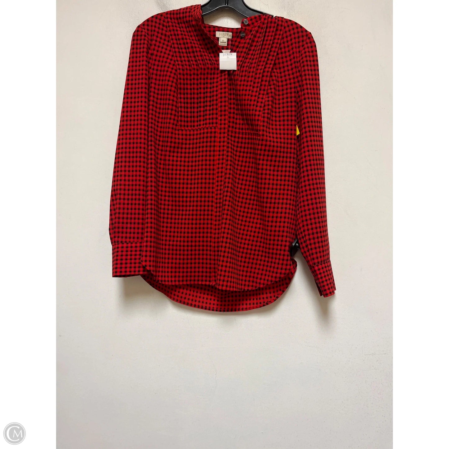 Top Long Sleeve By J. Crew In Plaid Pattern, Size: Xs