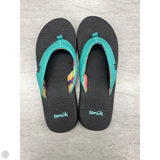 Sandals Flip Flops By Sanuk In Aqua, Size: 8
