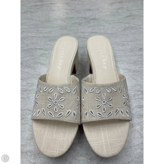Sandals Heels Block By Copper Key In Cream, Size: 11