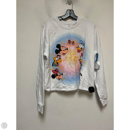 Sweatshirt Crewneck By Disney In White, Size: L
