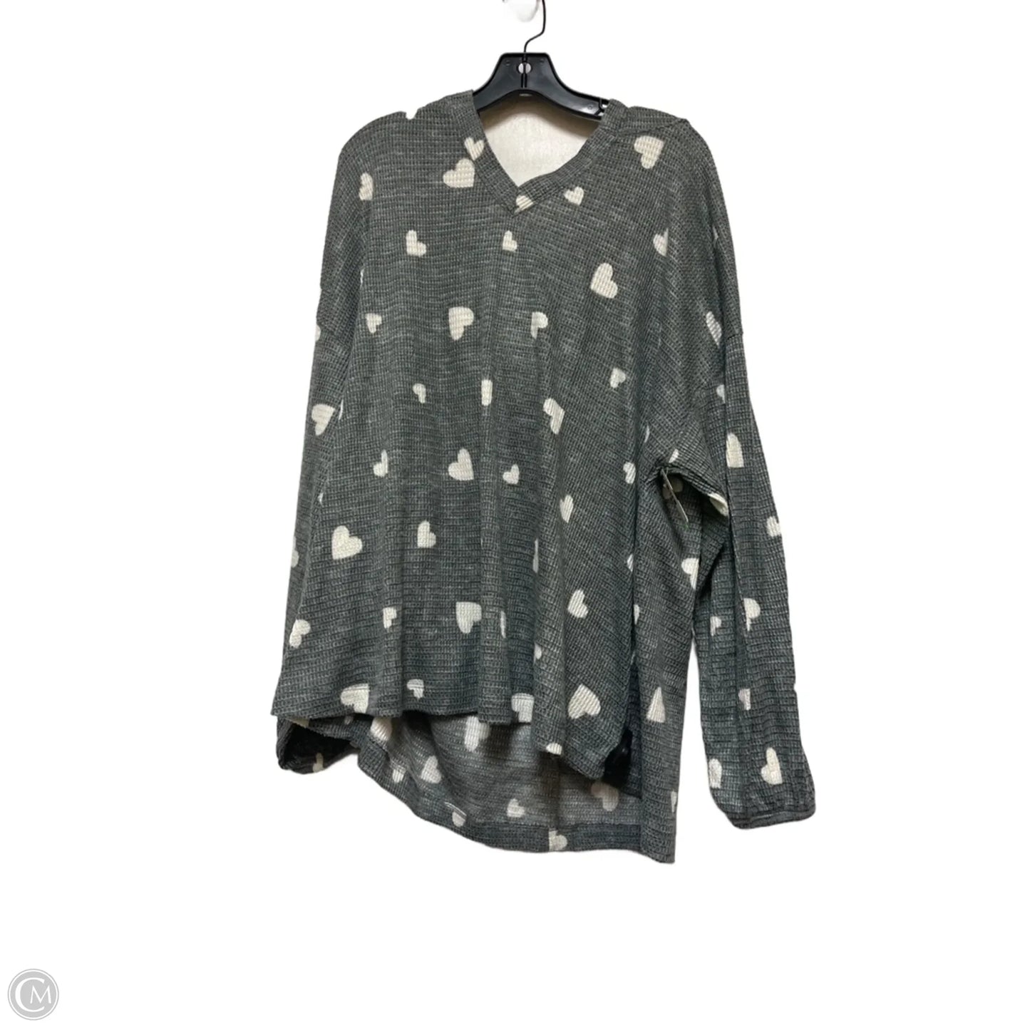 Sweatshirt Hoodie By Lane Bryant In Grey & White, Size: 3x
