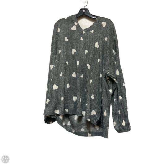 Sweatshirt Hoodie By Lane Bryant In Grey & White, Size: 3x