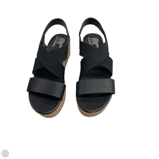Sandals Heels Platform By Sorel In Black & Brown, Size: 7