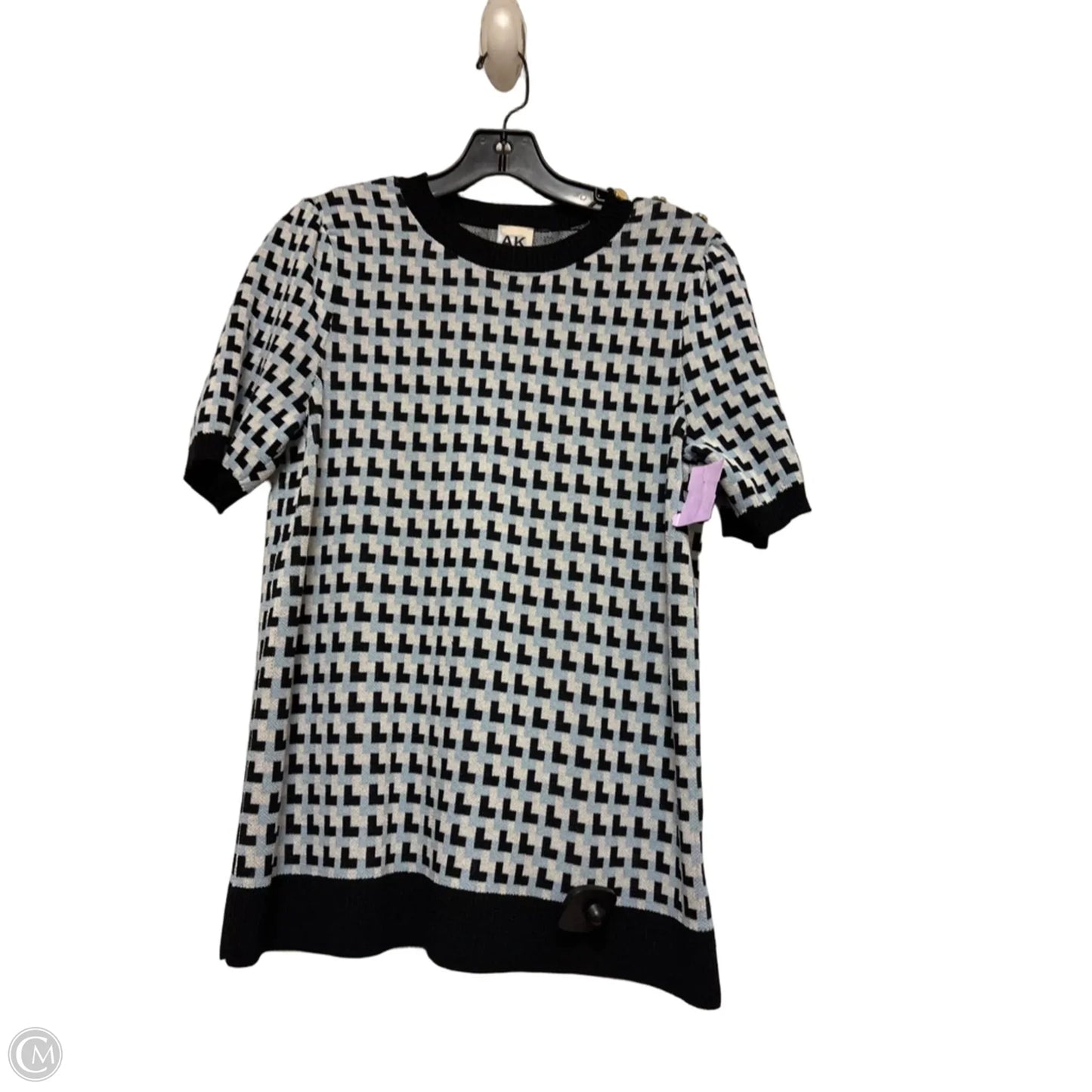 Top Short Sleeve By Anne Klein In Black & Blue, Size: M