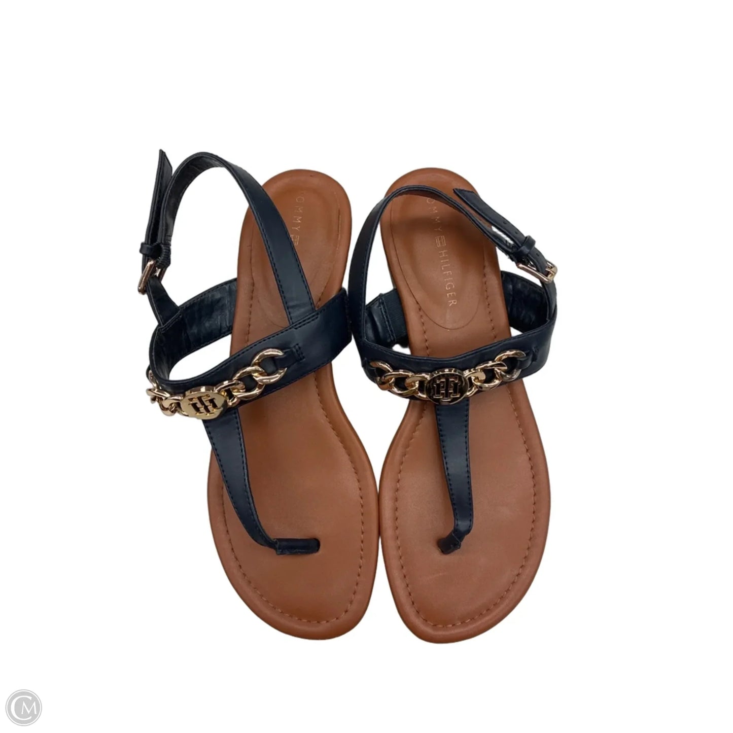 Sandals Heels Block By Tommy Hilfiger In Navy, Size: 8.5