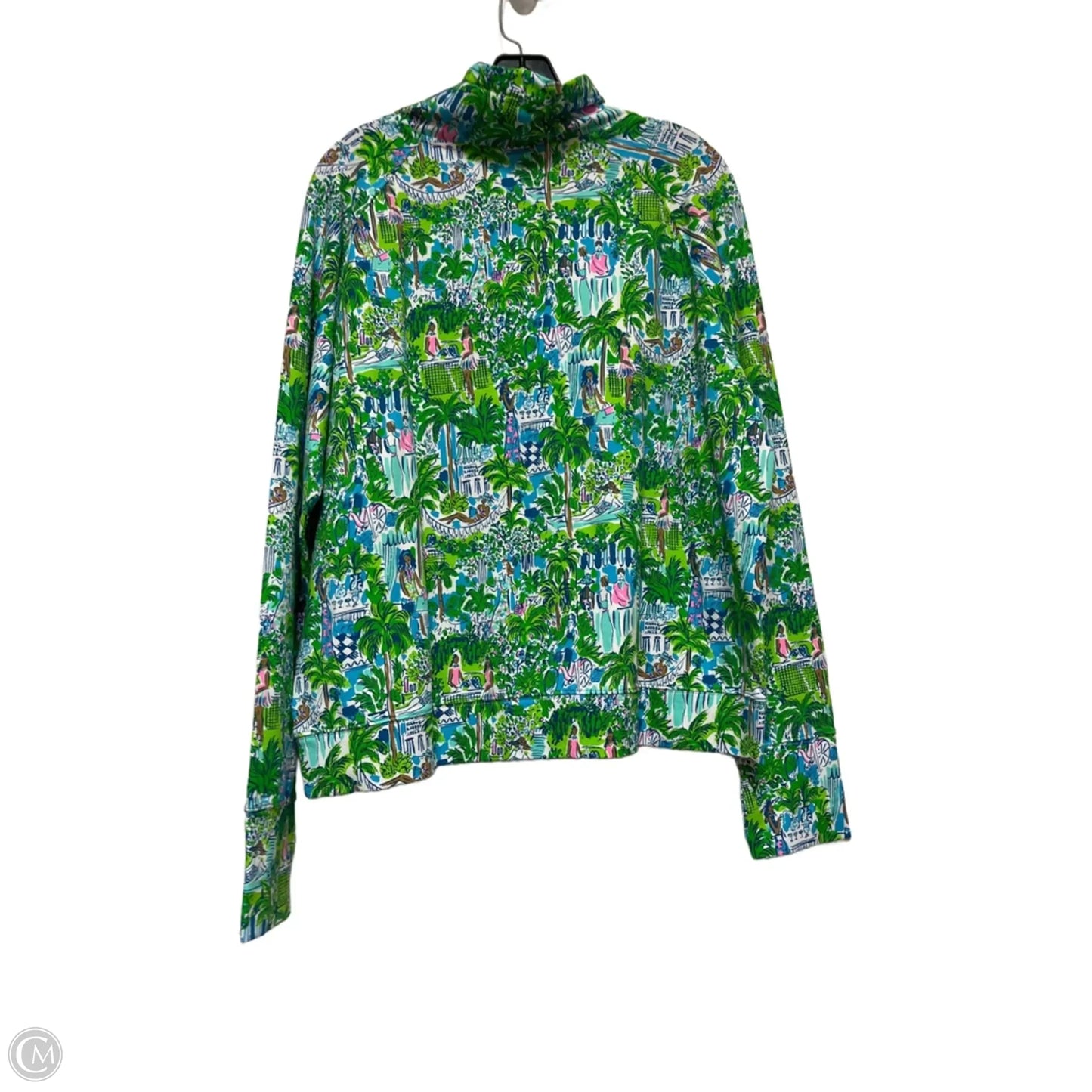 Top Long Sleeve Designer By Lilly Pulitzer In Blue & Green, Size: L