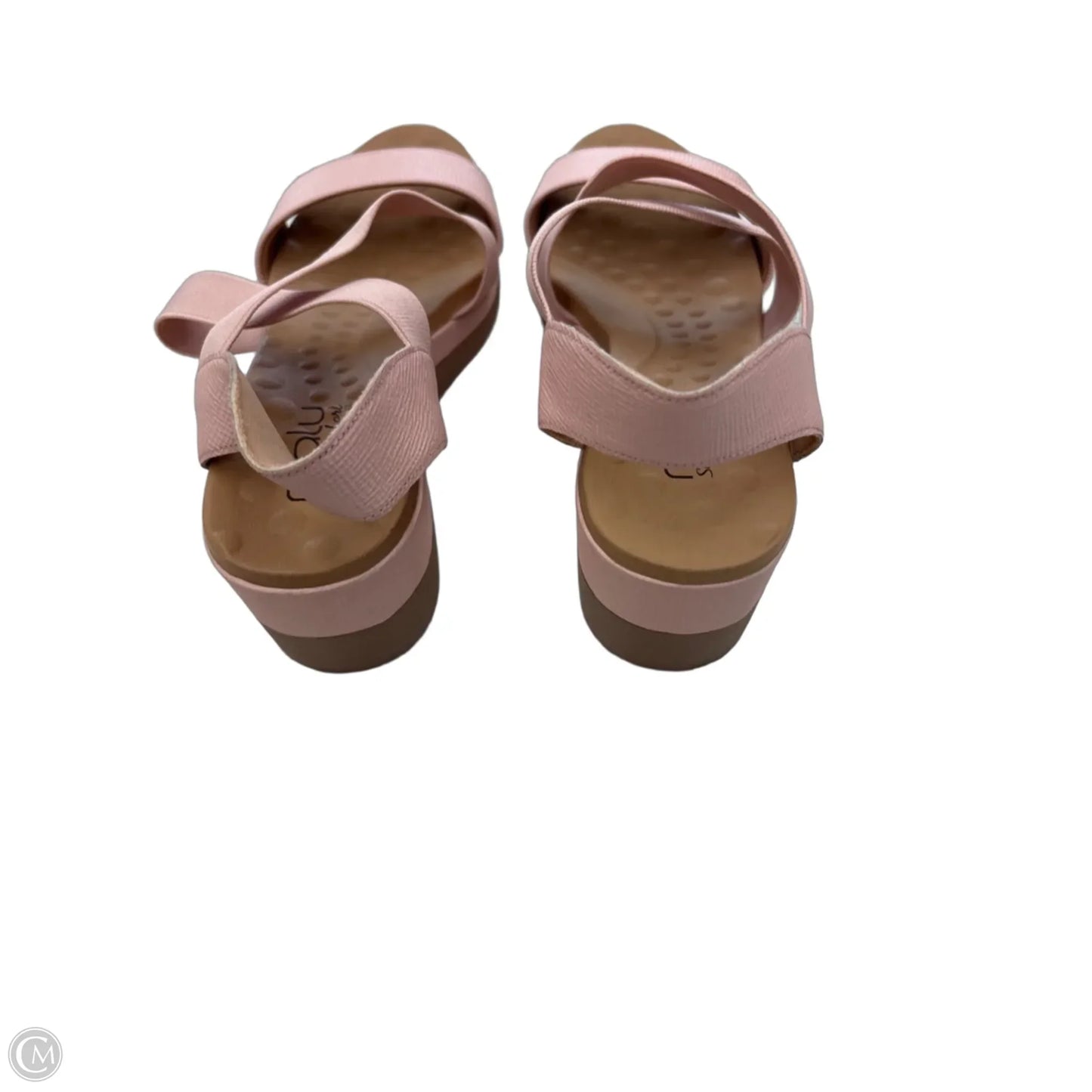 Sandals Heels Wedge By Clothes Mentor In Pink & Tan, Size: 8