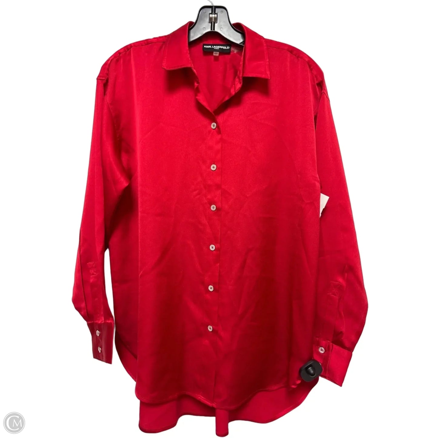Top Long Sleeve Designer By Karl Lagerfeld In Red, Size: Xs