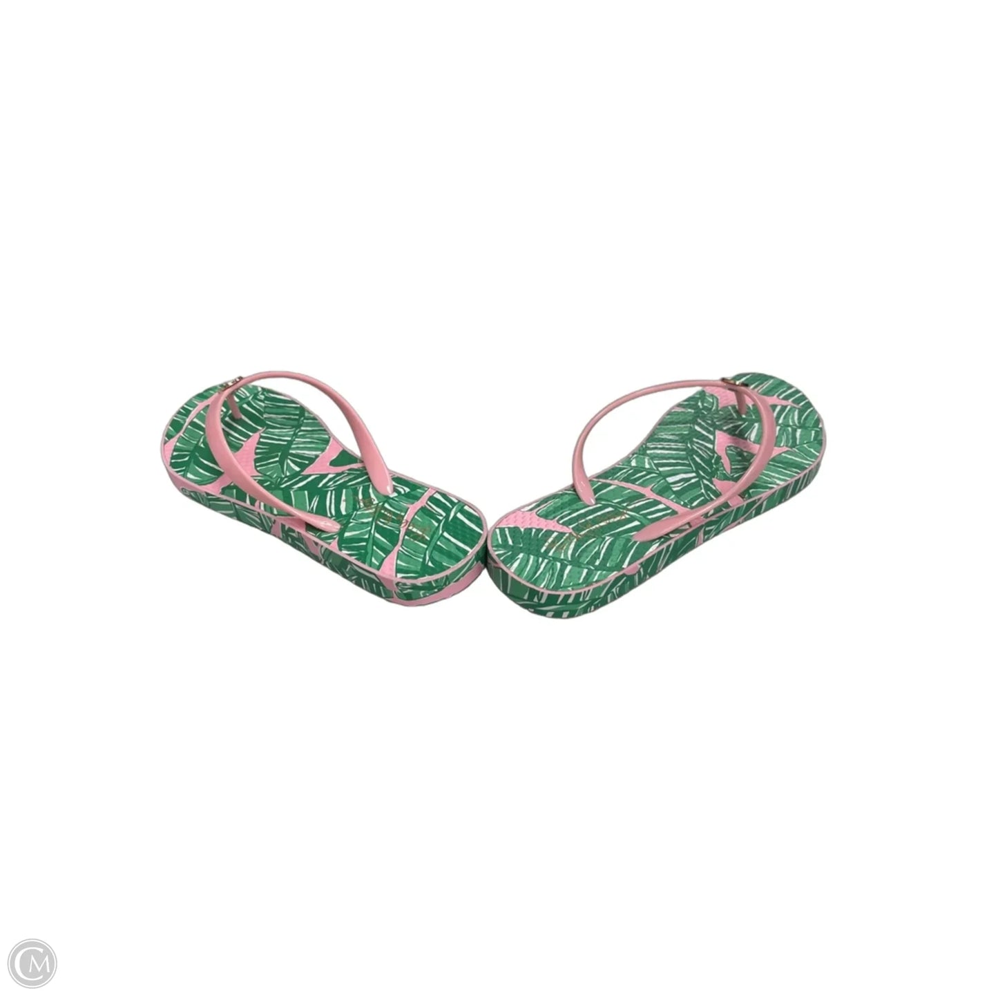 Sandals Designer By Lilly Pulitzer In Green & Pink, Size: 7.5