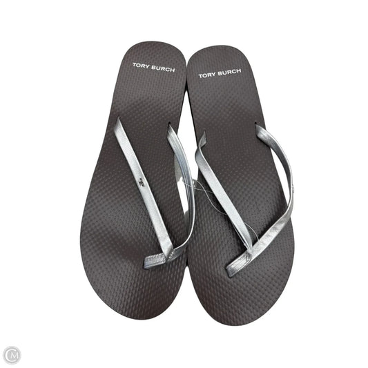 Sandals Designer By Tory Burch In Brown & Silver, Size: 10