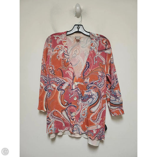 Sweater Cardigan By Chicos In Paisley Print, Size: S