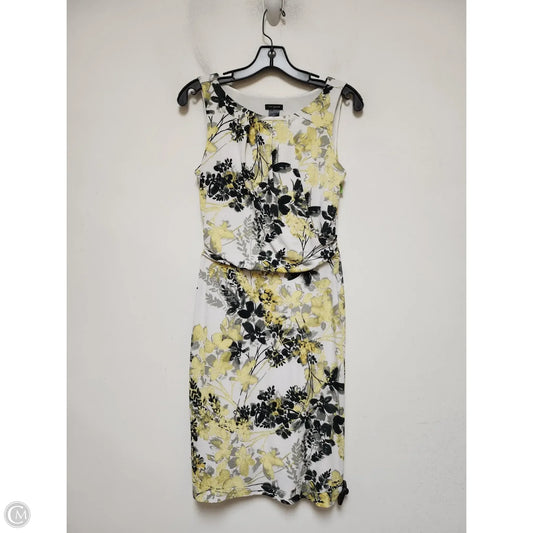 Dress Casual Midi By Ann Taylor In White & Yellow, Size: Xs
