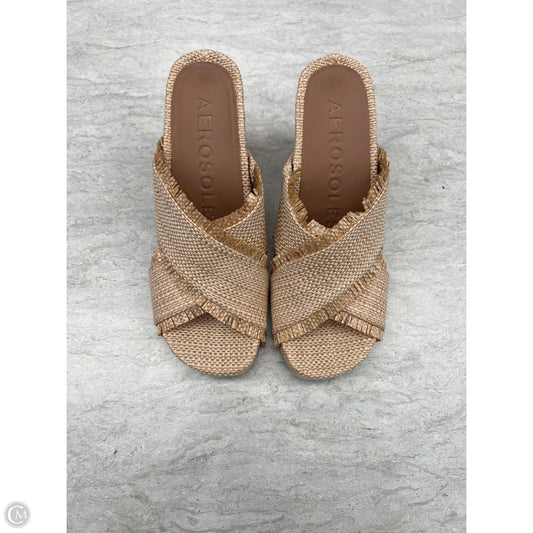Sandals Heels Wedge By Aeropostale In Tan, Size: 8