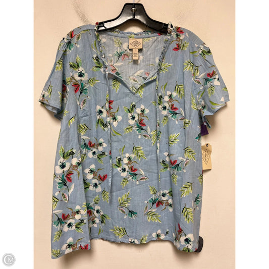 Top Short Sleeve By St Johns Bay In Floral Print, Size: L