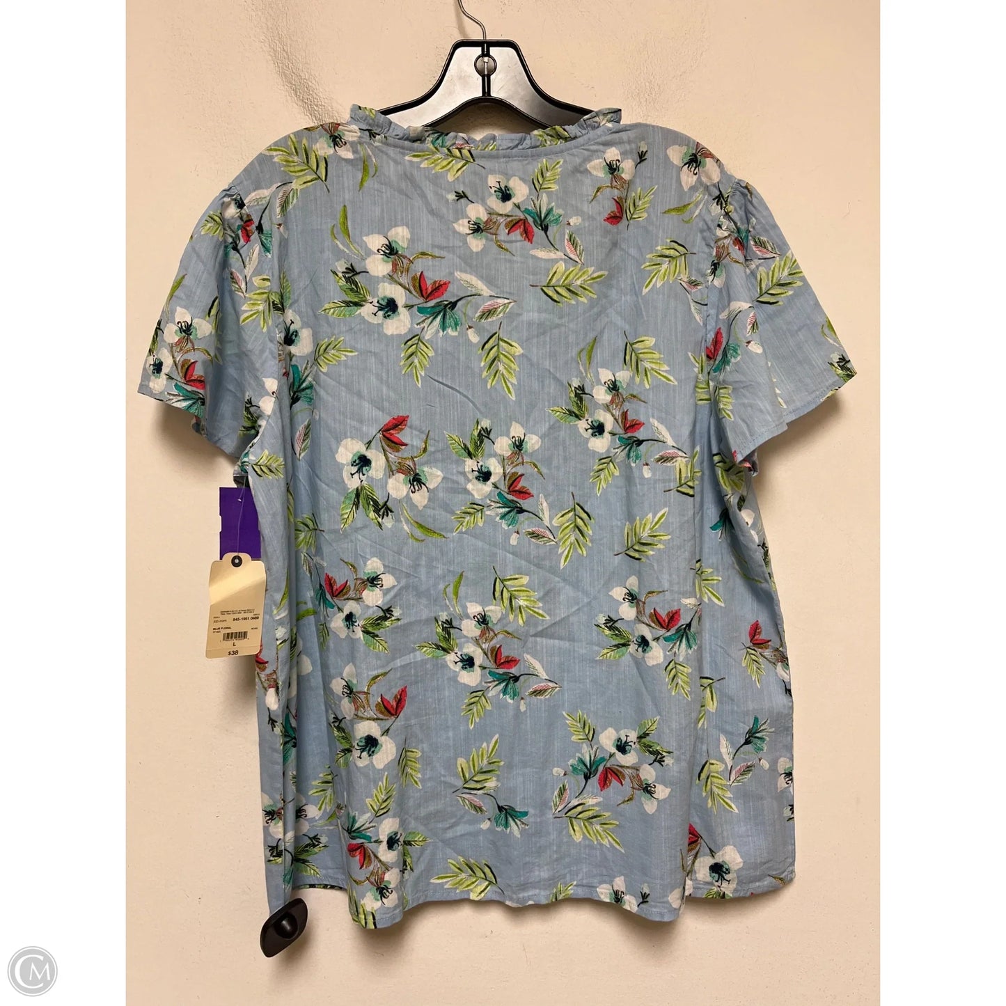 Top Short Sleeve By St Johns Bay In Floral Print, Size: L