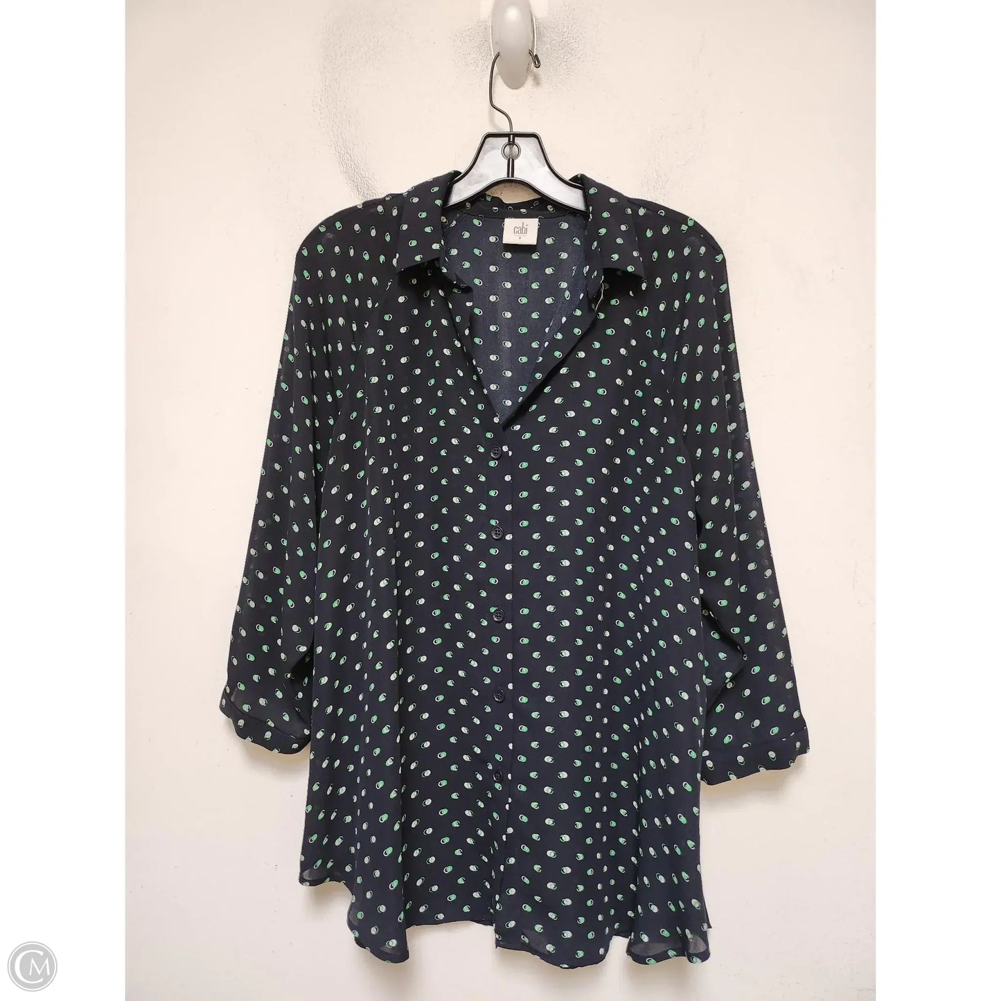 Top Long Sleeve By Cabi In Blue & Green, Size: S