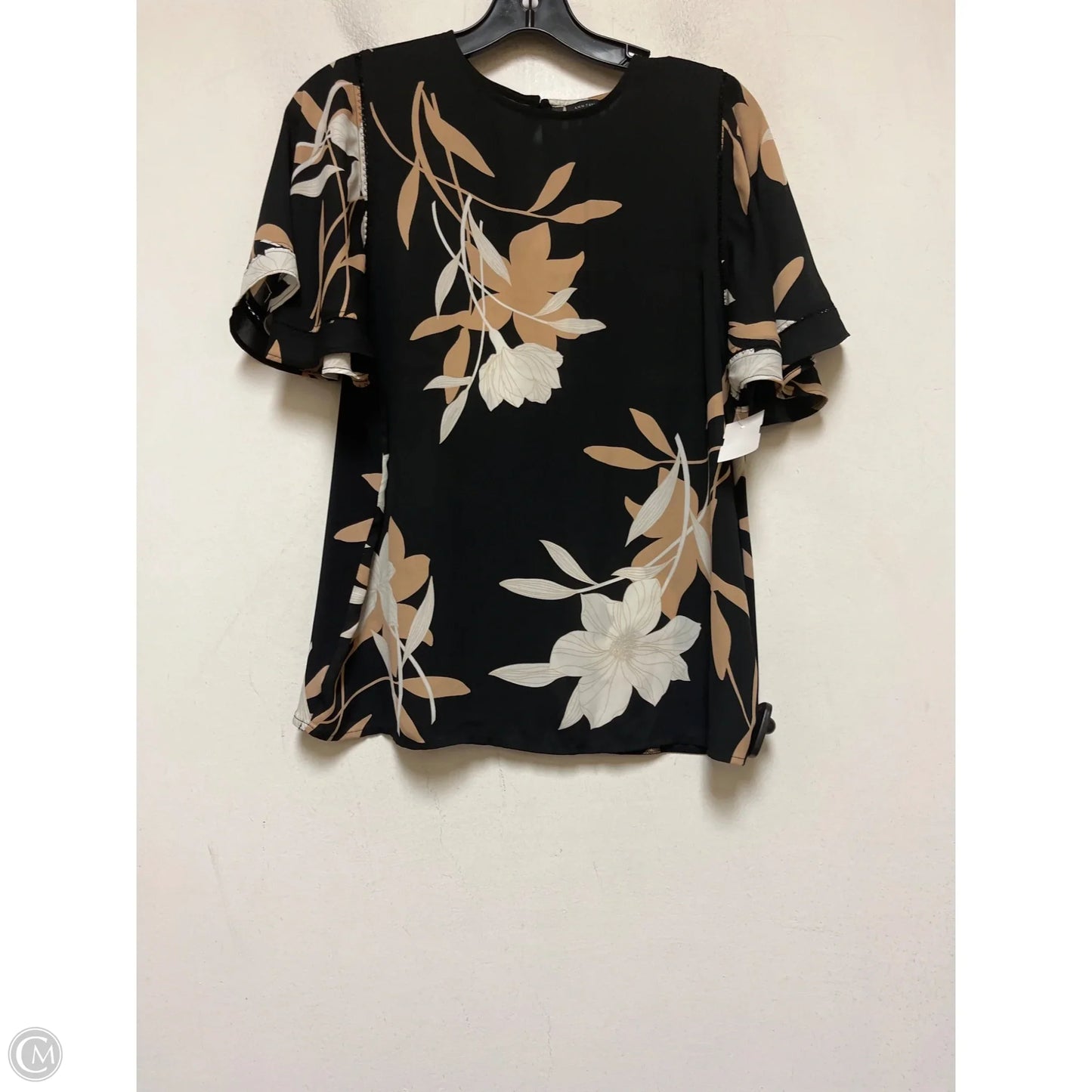 Top Short Sleeve By Ann Taylor In Black & Tan, Size: Xs