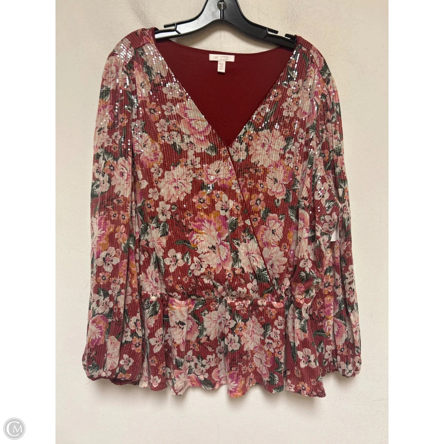 Top Long Sleeve By Lc Lauren Conrad In Floral Print, Size: 2x