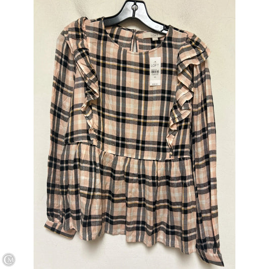 Top Long Sleeve By Loft In Plaid Pattern, Size: Xs