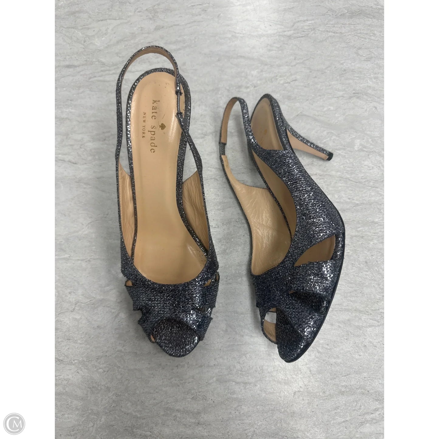 Shoes Designer By Kate Spade In Silver, Size: 9.5