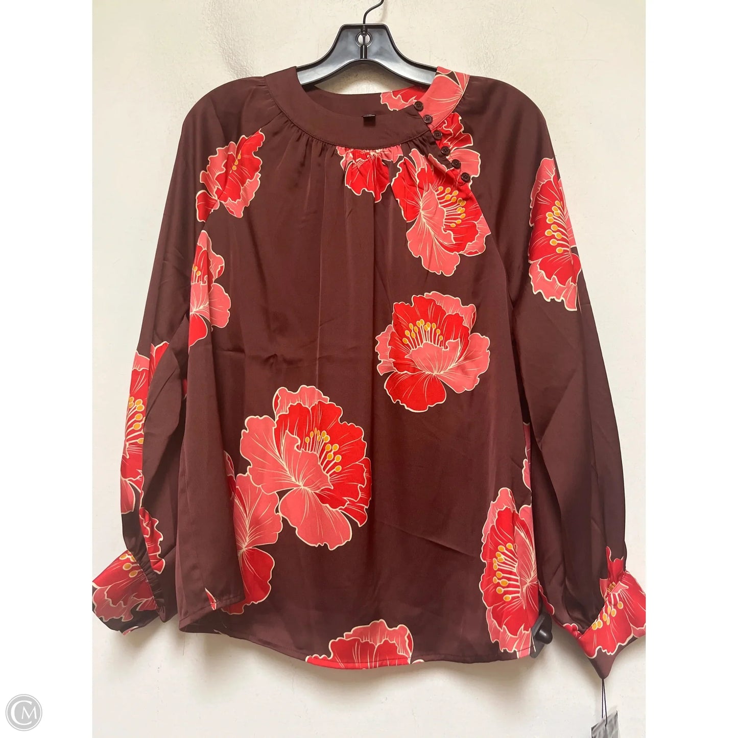 Top Long Sleeve By Nicole By Nicole Miller In Floral Print, Size: M