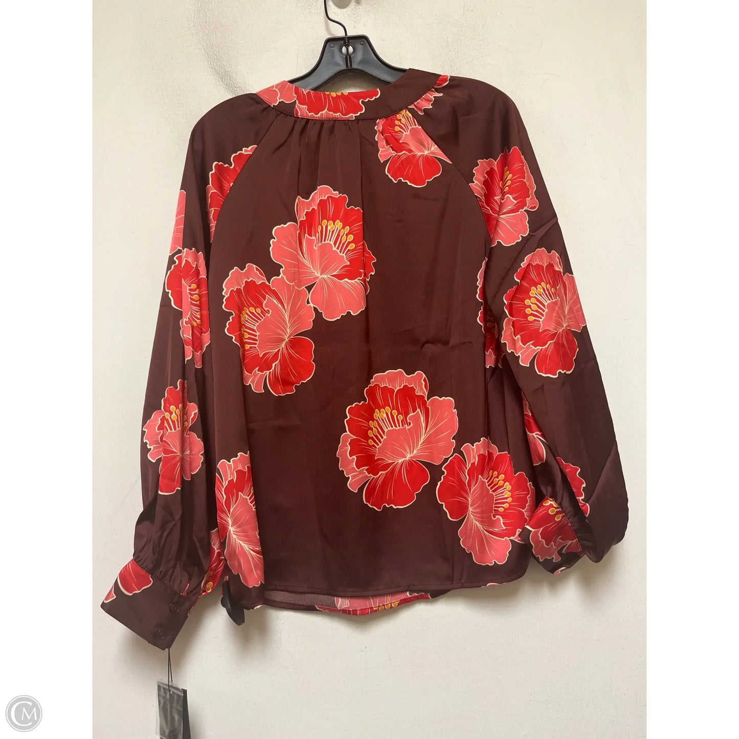 Top Long Sleeve By Nicole By Nicole Miller In Floral Print, Size: M