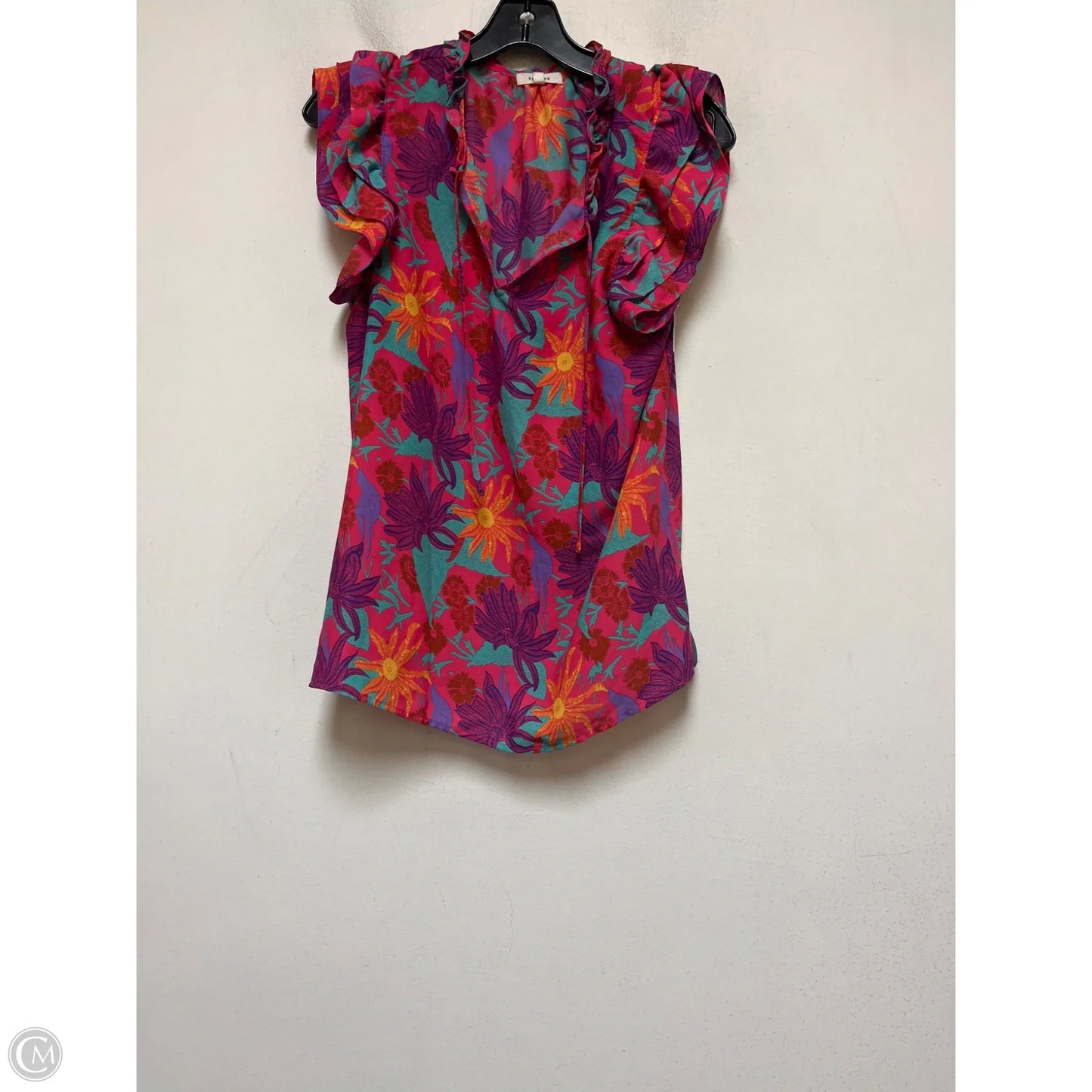 Top Short Sleeve By Pleione In Tropical Print, Size: M