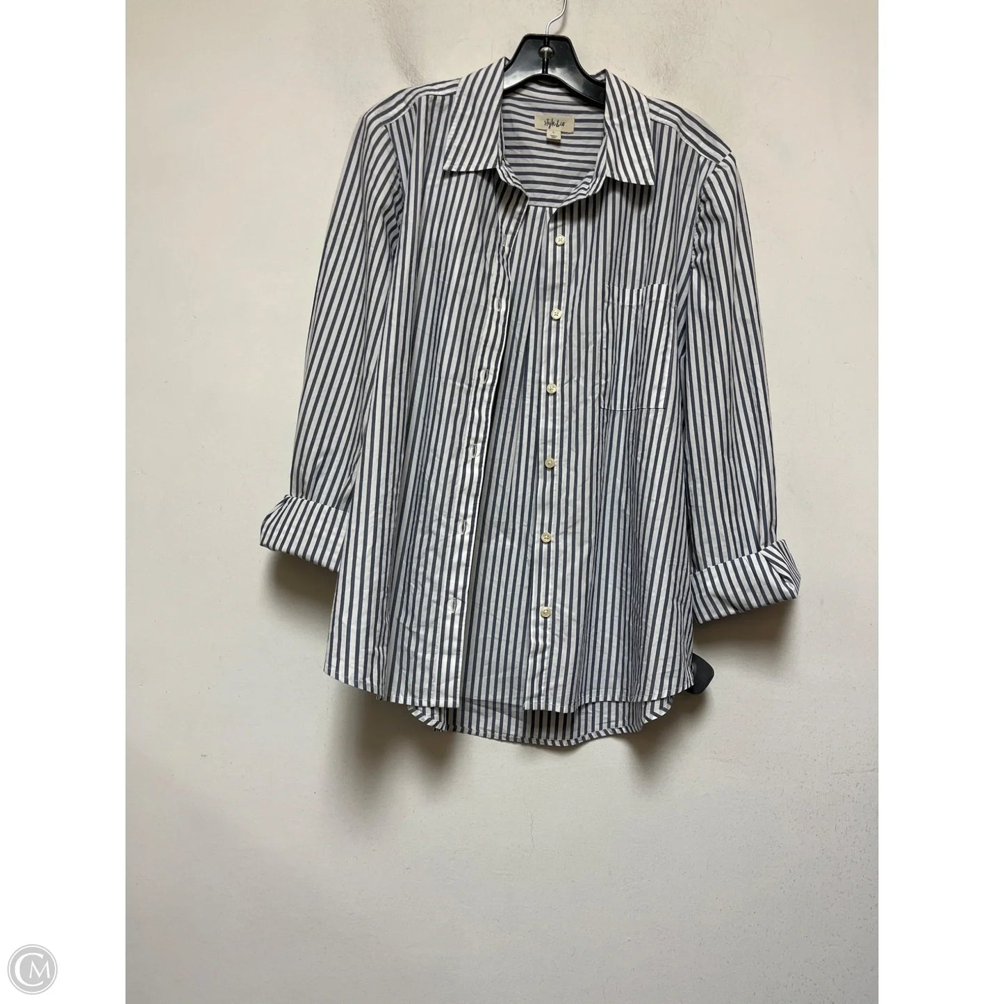 Top Long Sleeve By Style And Company In Striped Pattern, Size: L
