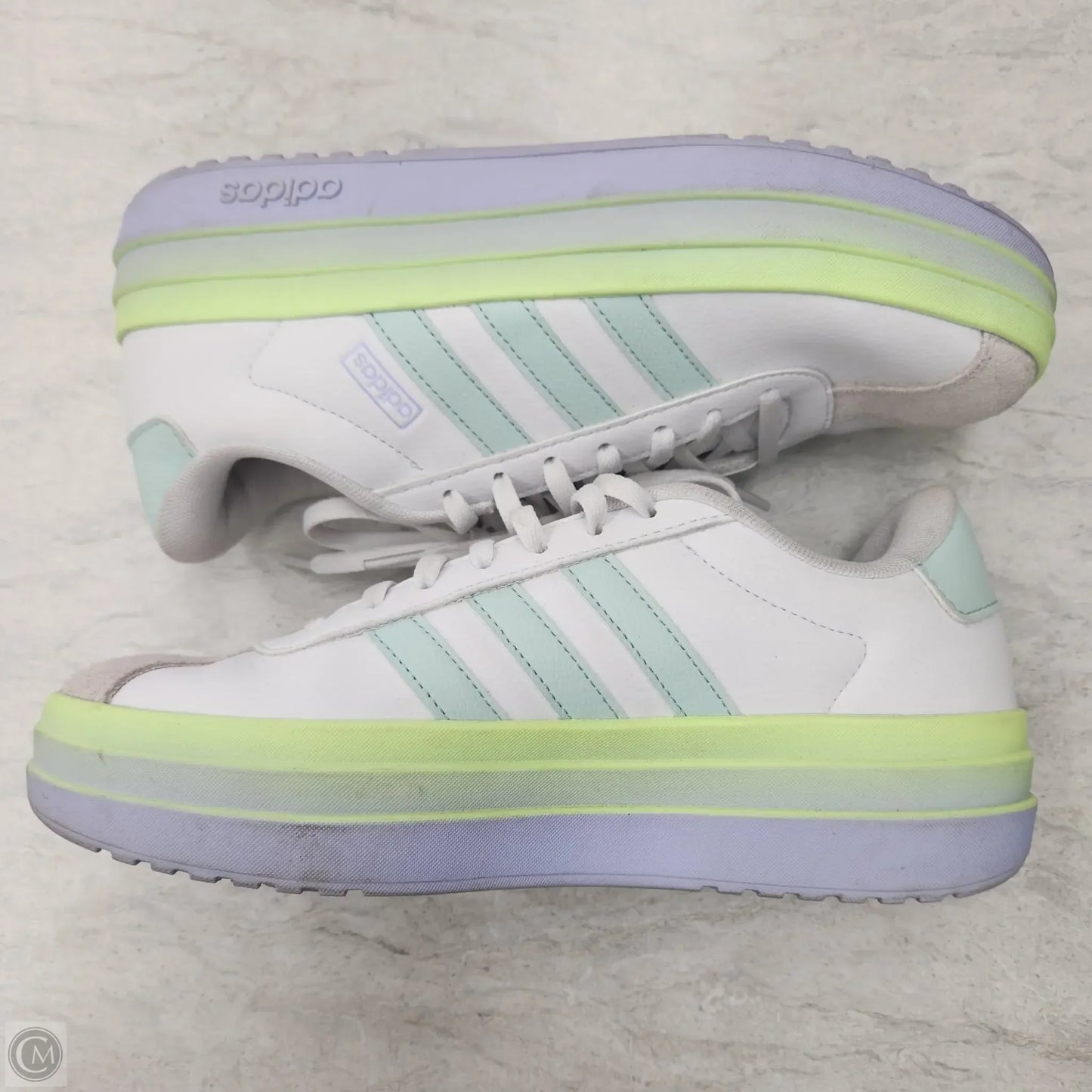Shoes Sneakers By Adidas In Green & Purple, Size: 7