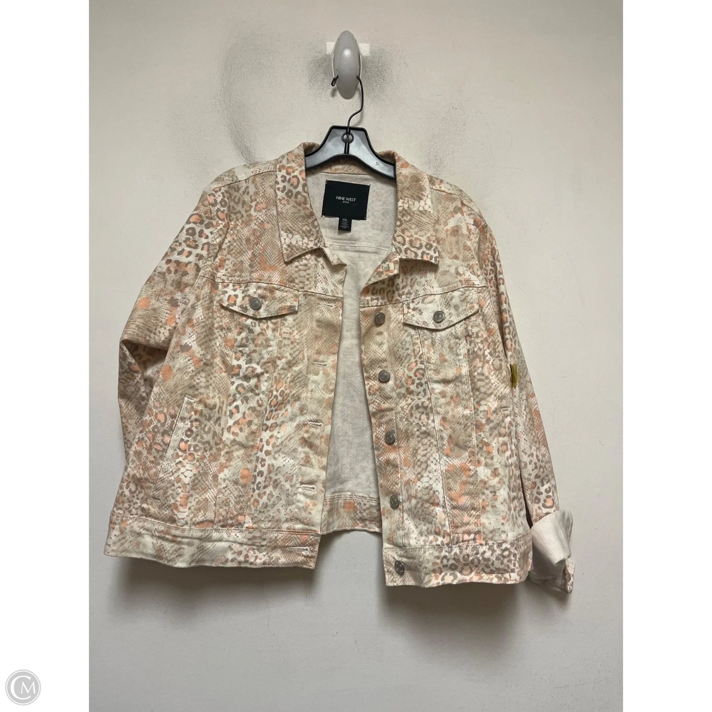 Jacket Denim By Nine West In Snakeskin Print, Size: Xxl