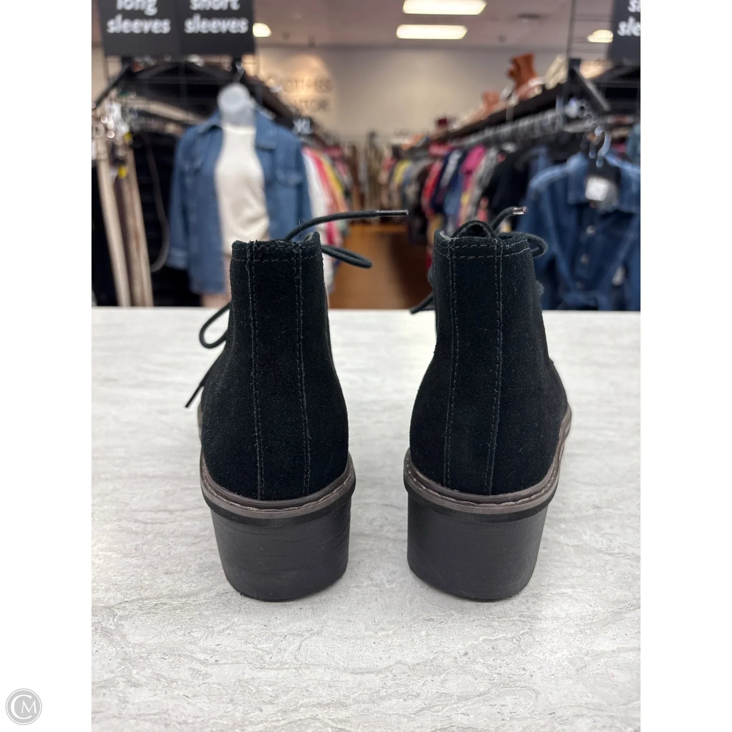 Boots Ankle Flats By Clarks In Black, Size: 6.5