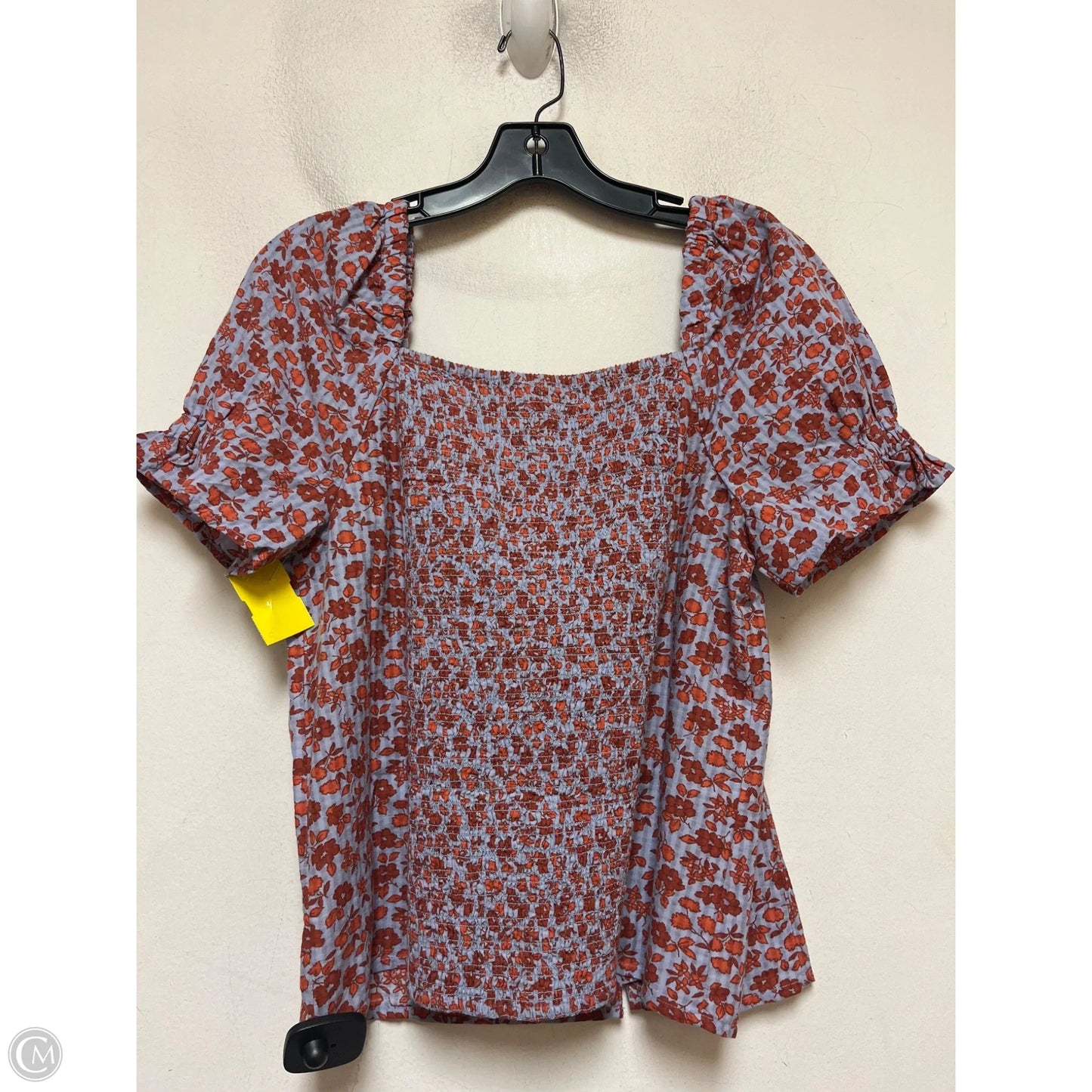 Top Short Sleeve By Madewell In Blue & Red, Size: S