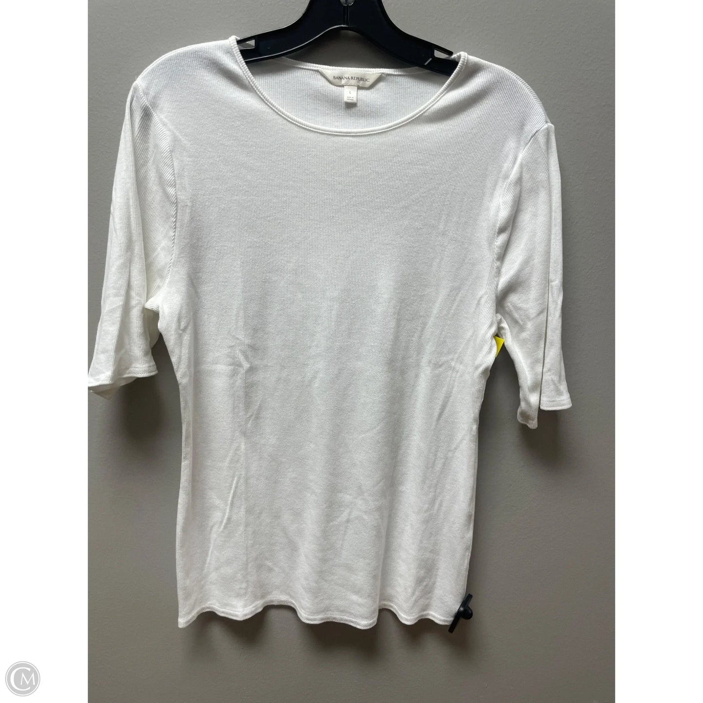 Top Short Sleeve Basic By Banana Republic In White, Size: L