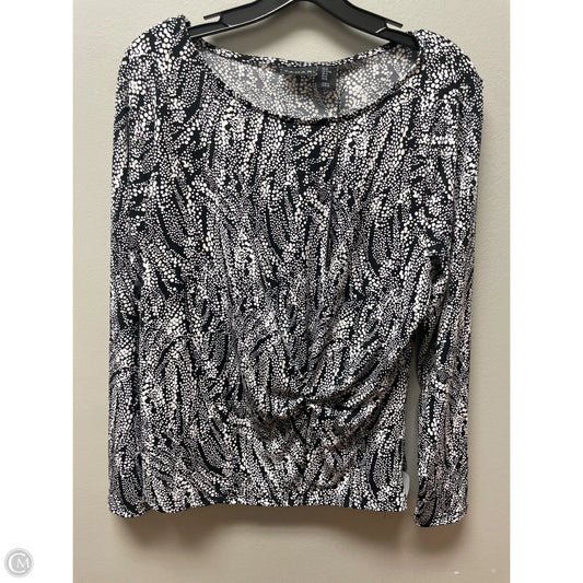Top Long Sleeve By Tahari In Black & White, Size: Xl