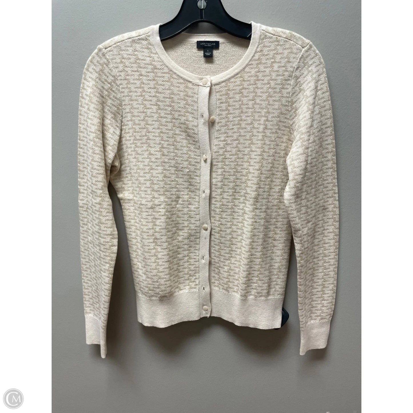 Top Long Sleeve By Ann Taylor In Gold & Tan, Size: S