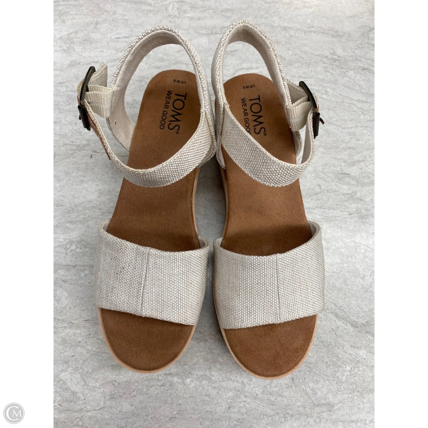 Sandals Heels Wedge By Toms In Cream, Size: 6