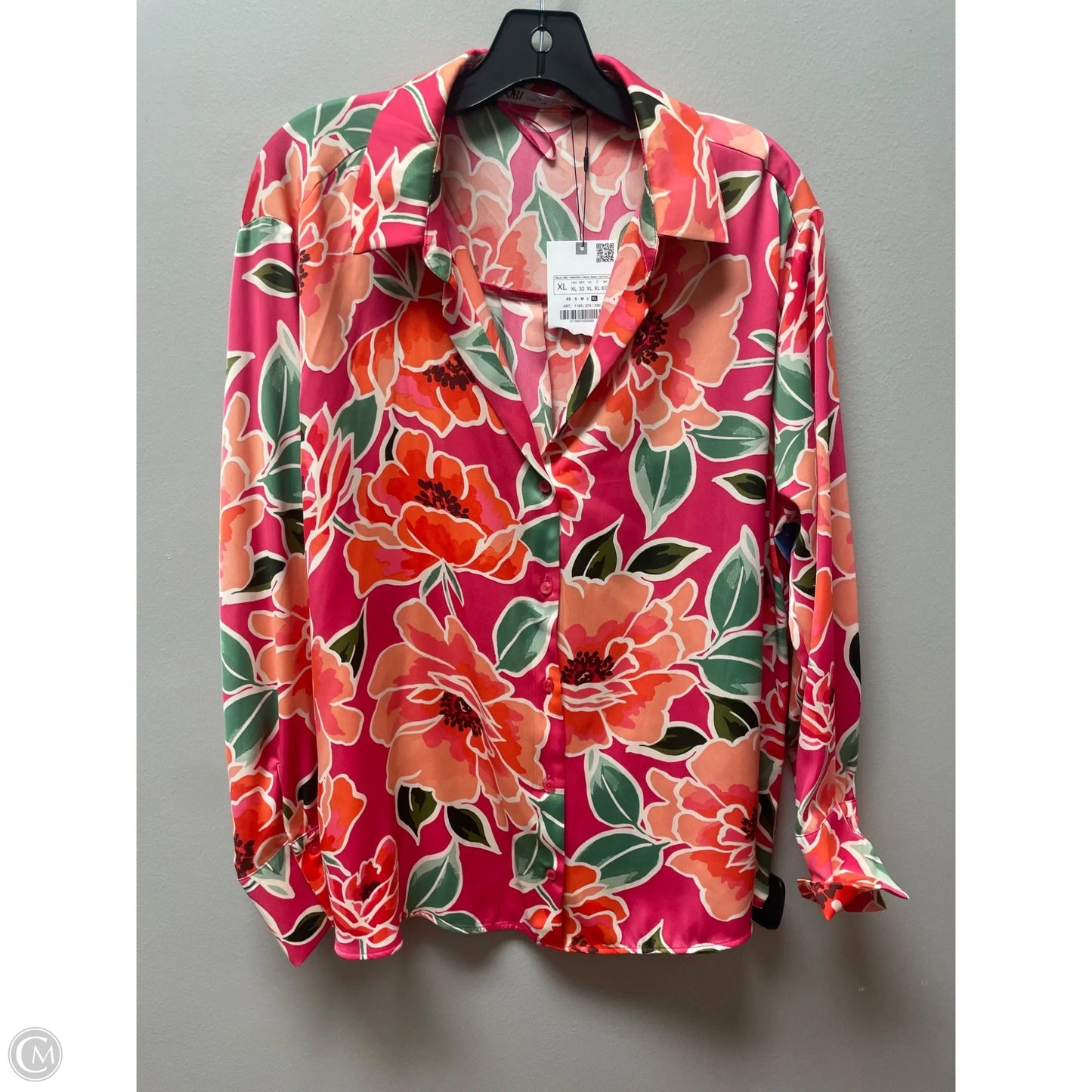 Top Long Sleeve By Zara In Floral Print, Size: Xl