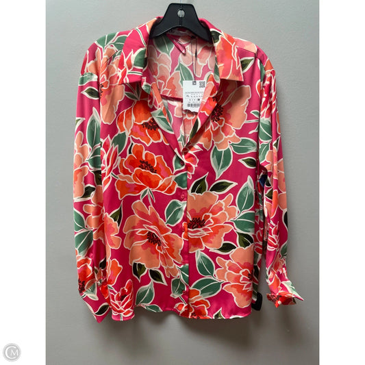 Top Long Sleeve By Zara In Floral Print, Size: Xl