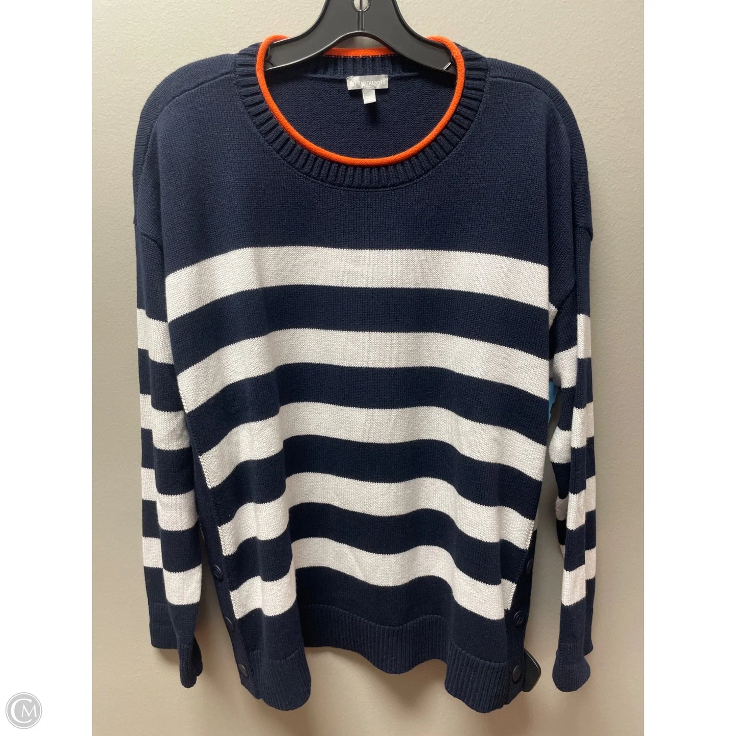 Sweater By Talbots In Blue & White, Size: Xlp