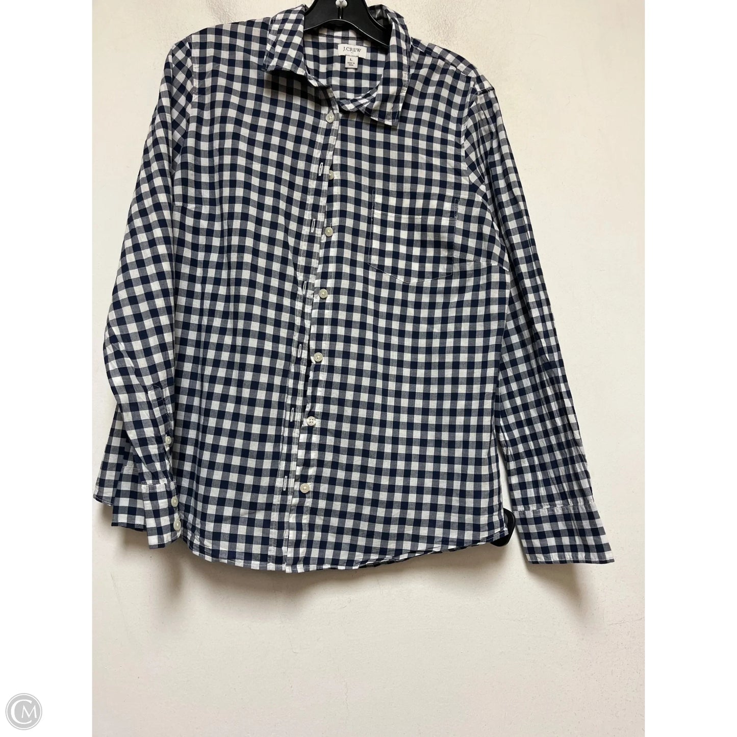 Top Long Sleeve By J. Crew In Blue & White, Size: L
