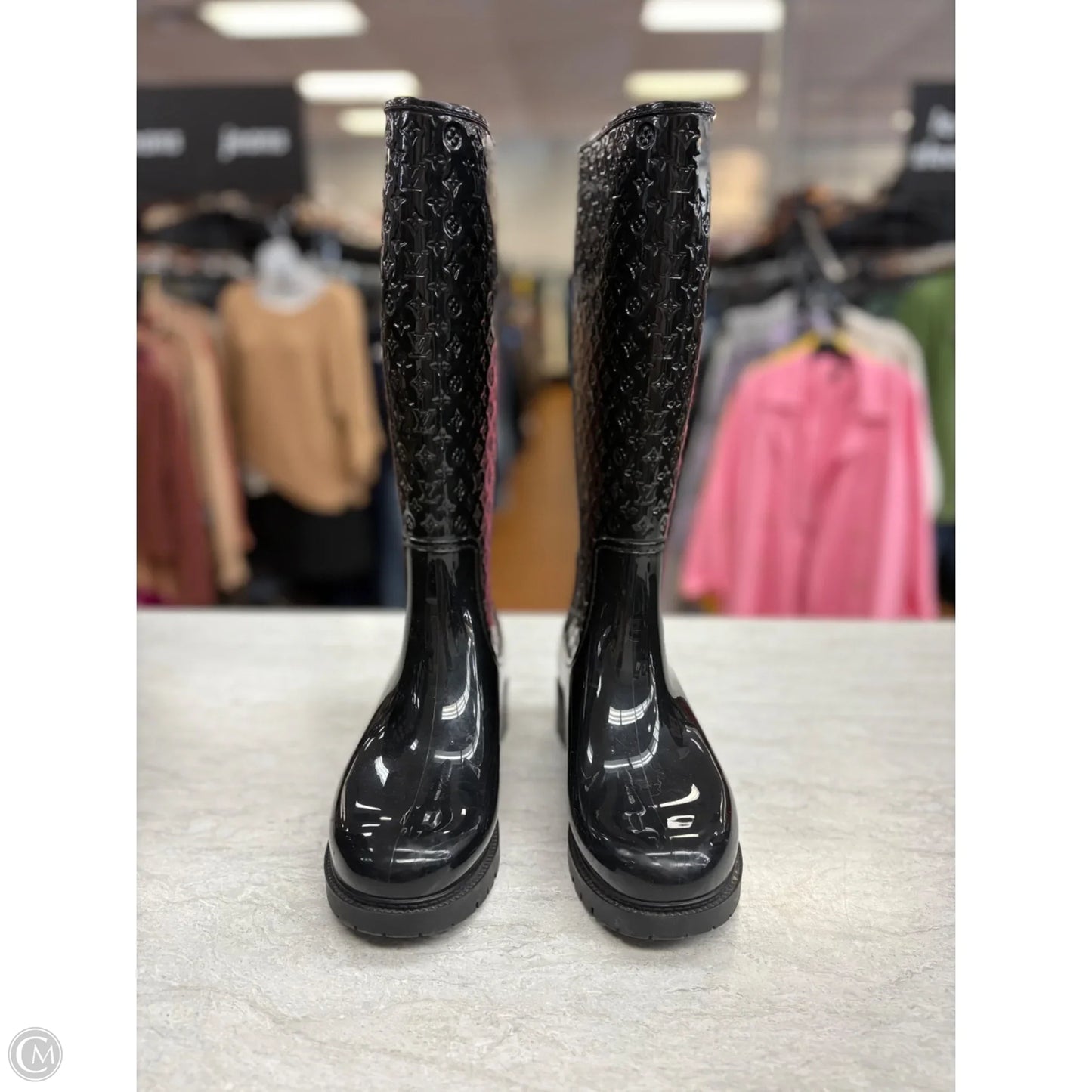 Boots Luxury Designer By Louis Vuitton In Black, Size: 9