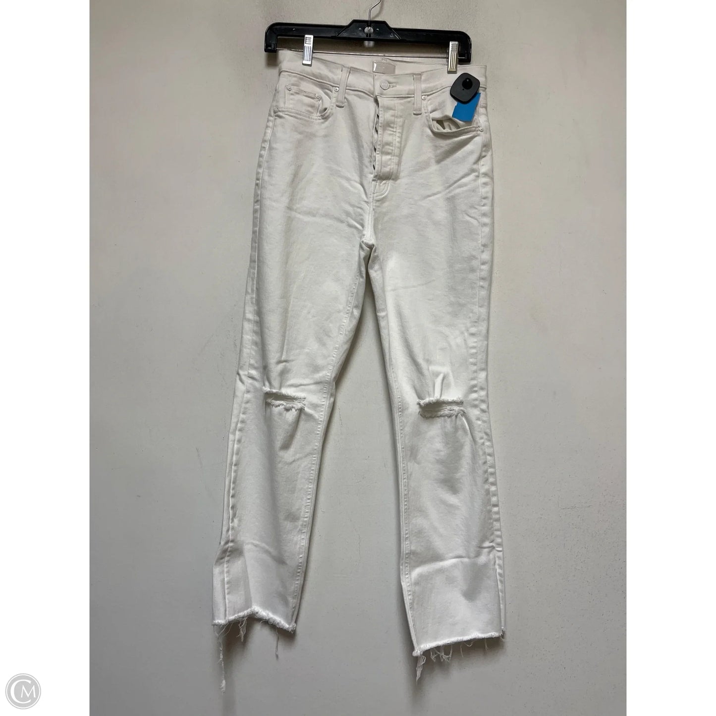 Jeans Straight By Mother In White Denim, Size: 6