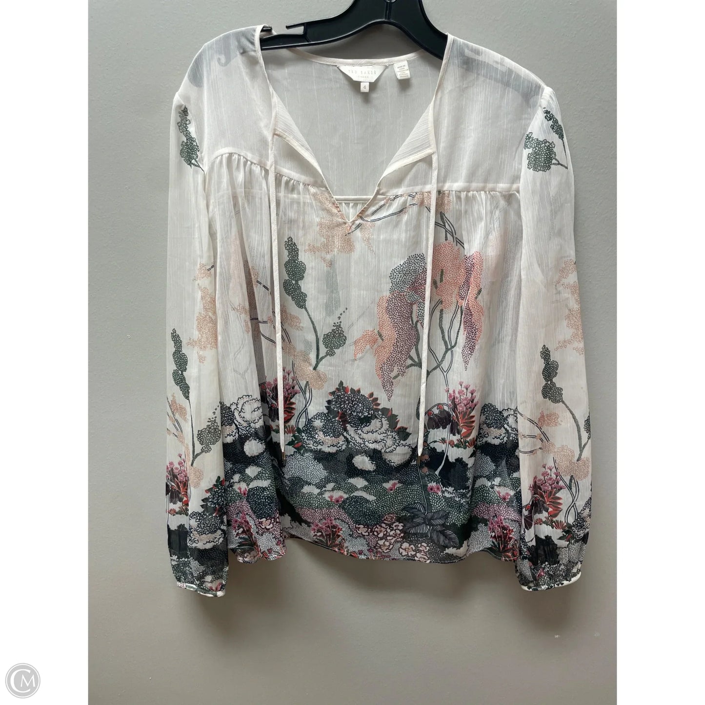 Top Long Sleeve By Ted Baker In Cream, Size: S